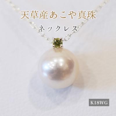 ふるさと納税 天草市 真珠 ネックレス 8-8.5mm ホワイトピンク 8月 ペリドット K18WG
