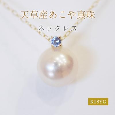 ふるさと納税 天草市 真珠 ネックレス 8-8.5mm ホワイトピンク 12月 タンザナイト K18YG