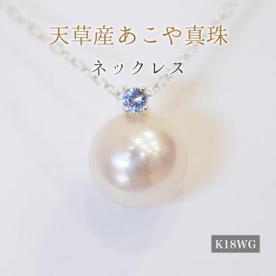 ふるさと納税 天草市 真珠 ネックレス 8-8.5mm ホワイトピンク 12月 タンザナイト K18WG