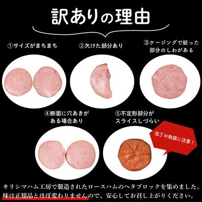 ふるさと納税 下関市 【数量限定】 訳あり ロースハム ヘタ ブロック 2kg 1kg × 2個 IR022-x |  | 01