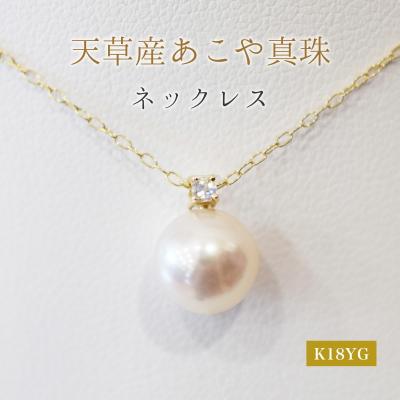 ふるさと納税 天草市 真珠 ネックレス 8-8.5mm ホワイトピンク 6月 ムーンストーン K18YG
