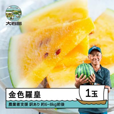 ふるさと納税 大石田町 大玉 すいか 金色羅皇 訳あり約6~8kg×1玉 2026年産 令和8年産 山形県産 gt-suwk
