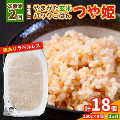 ふるさと納税 山形市 [定期便2回]やまがた玄米パックごはん 150g×9個 (つや姫) ラベルレス FY25-167