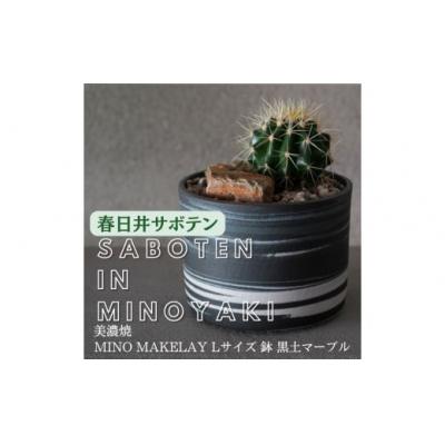 ふるさと納税 春日井市 多治見市×春日井市コラボ[美濃焼]MINO MAKELAY Lサイズ鉢 黒土マーブル×後藤サボテン