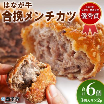 ふるさと納税 西予市 &lt;はなが牛を使用した合挽メンチカツ 計6個&gt; オリジナル おつまみ 手作り 肉肉しい