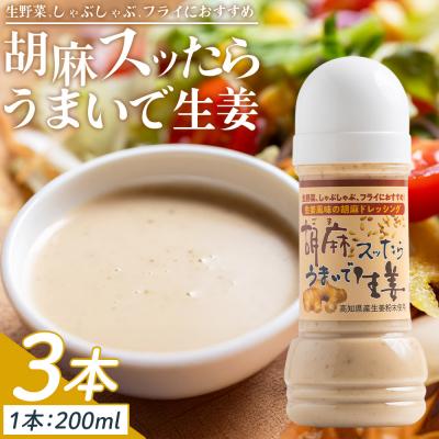ふるさと納税 香南市 胡麻スッたらうまいで生姜 3本セット(200ml×3) ごまドレッシング 生姜 kc-0004