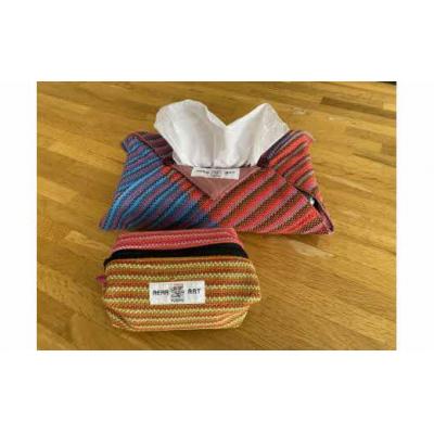 ふるさと納税 夕張市 「さをり織りポーチ」と「さをり織りティッシュカバー」セット T3