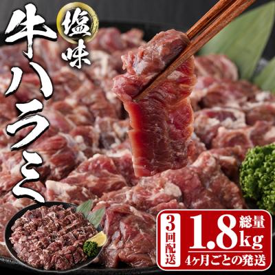 ふるさと納税 佐伯市 &lt;定期便・全3回 (4か月ごとの発送)&gt;塩味 牛ハラミ(総量1.8kg)