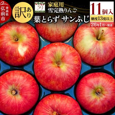 ふるさと納税 弘前市 訳あり 雪完熟 家庭用 糖度13度以上 葉取らず サンふじ 11個|24_yuk-231101b