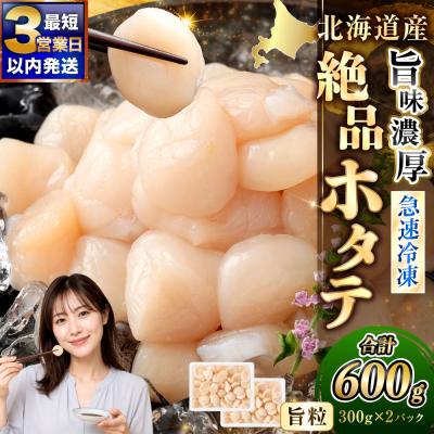 ふるさと納税 釧路市 【数量限定】北海道産 旨味濃厚 絶品ホタテ 旨粒 計600g【最短3営業日以内発送】 | 