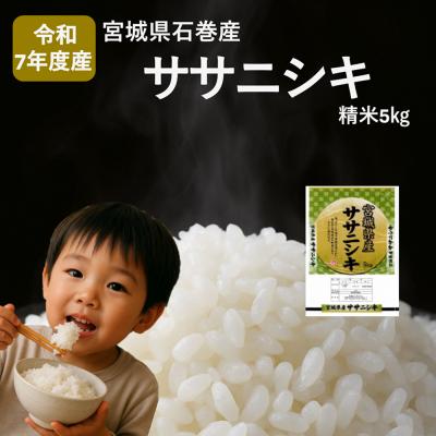 ふるさと納税 石巻市 米 令和7年産 ササニシキ 精米 5kg 新米 お米 ごはん ご飯 飯 5キロ 単一銘柄米 主食