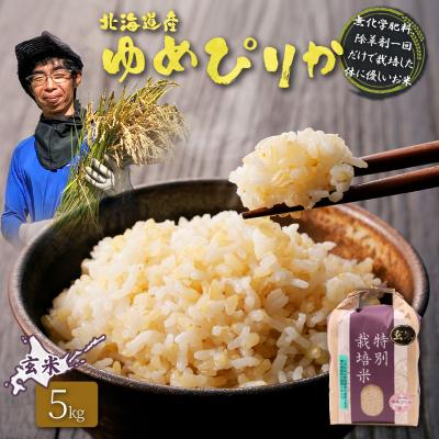 ふるさと納税 羽幌町 北海道産 特別栽培米 ゆめぴり 玄米 5kg(栽培期間中無化学肥料、除草剤一回だけ)[25146]