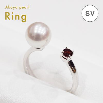 ふるさと納税 天草市 真珠 リング 7.5-8mm ホワイトピンク ガーネット (A:8号)