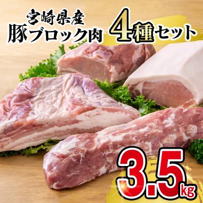 ふるさと納税 西都市 宮崎県産豚ブロック肉4種セット 合計3.5kgロース/モモ/バラ/ヒレya[2876]