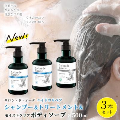 ふるさと納税 四万十市 サロン・ド・オーデ ハイドロリペア シャンプー&amp;トリートメント&amp;モイストクリアボディソープ3点セット