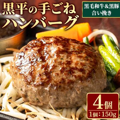 ふるさと納税 いちき串木野市 鹿児島県産 黒毛和牛&amp;黒豚の合い挽き ふっくらハンバーグ(150g×4個)