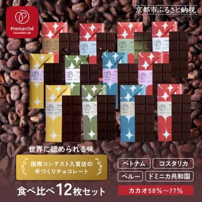 ふるさと納税 京都市 [Premarche Cacaolate Lab]手づくりチョコレート 食べ比べ12枚セット