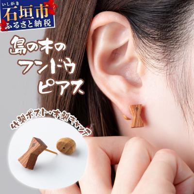 ふるさと納税 石垣市 島の木のフンドウピアス(竹製ポスト、木製キャッチ)