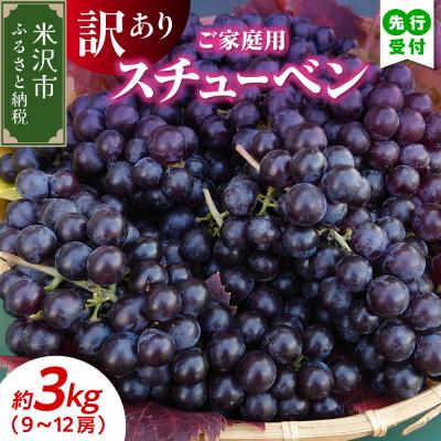 ふるさと納税 米沢市 [先行受付]令和8年産 家庭用 訳あり ぶどう スチューベン(種あり)3kg(9〜12房)