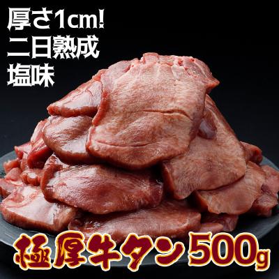ふるさと納税 大崎市 [厚さ1cm・二日熟成] 極厚牛タン 500g 塩味 肉 牛肉 焼肉 ジューシー 冷凍 人気 ギフト