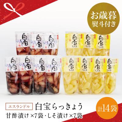 ふるさと納税 南さつま市 [お歳暮ギフト]鹿児島県産 白宝らっきょう 14P(甘酢漬け×7P・しそ漬け7P)
