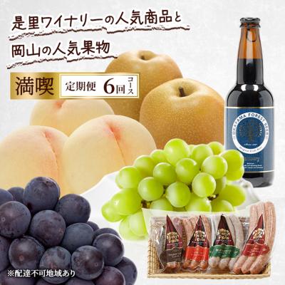 ふるさと納税 赤磐市 定期便 2026年 先行予約 是里ワイナリー人気商品と果物 6回コース [NO5765-1344]