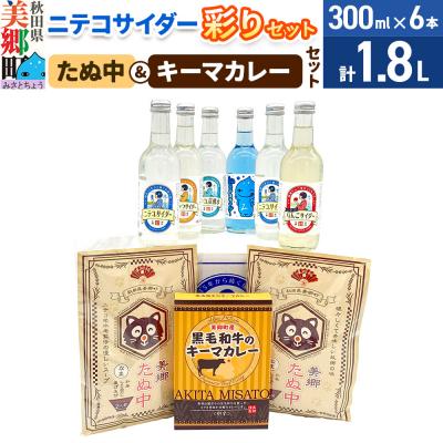 ふるさと納税 美郷町 ニテコサイダー彩り6本セットとたぬ中・キーマカレーのセット|01_amd-940101f