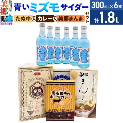 ふるさと納税 美郷町 青いミズモサイダー6本とたぬ中・キーマカレー・美郷まんまのセット|01_amd-950101d