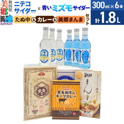 ふるさと納税 美郷町 ニテコサイダーミズモサイダー各3本とたぬ中・カレー・美郷まんまのセット|01_amd-970101b