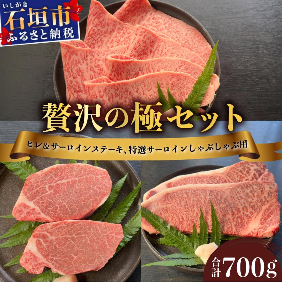 ふるさと納税 石垣市 ヒレ&amp;サーロインステーキ、サーロインしゃぶしゃぶ用の贅沢の極セット合計700g