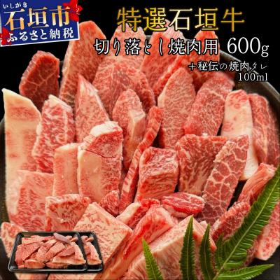 ふるさと納税 石垣市 切り落とし焼肉用300g×2パック&amp;石垣牛 MARU秘伝の焼肉タレ100ml×1本