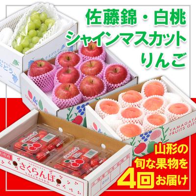 ふるさと納税 山形市 【定期便4回】☆フルーツ王国山形☆『佐藤錦、白桃、シャインマスカット、りんご』 FY25-309 | 