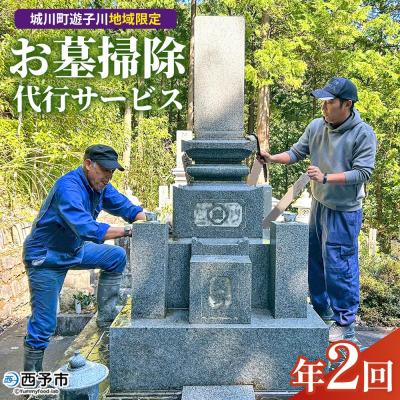 ふるさと納税 西予市 &lt;遊子川地域限定 お墓掃除代行サービス&gt; 年2回コース 2基 墓所 墓石