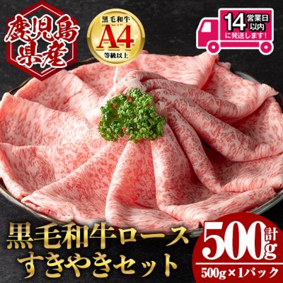 ふるさと納税 曽於市 鹿児島県産黒毛和牛ロース すき焼き用セット 計500g