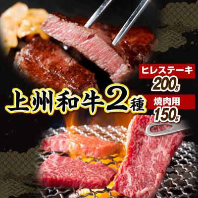 ふるさと納税 千代田町 上州和牛 ヒレステーキ 200g 焼肉 150g 合計 350g (冷凍) ch048-014