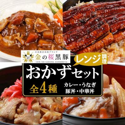 ふるさと納税 いちき串木野市 レンジでチンするだけ!金の桜黒豚とうなぎの簡単調理セット4種