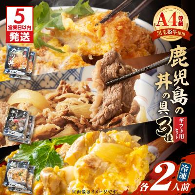 ふるさと納税 鹿児島市 [5営業日以内に発送]鹿児島の丼の具3種ギフト用セット(2人前) K258-006_01