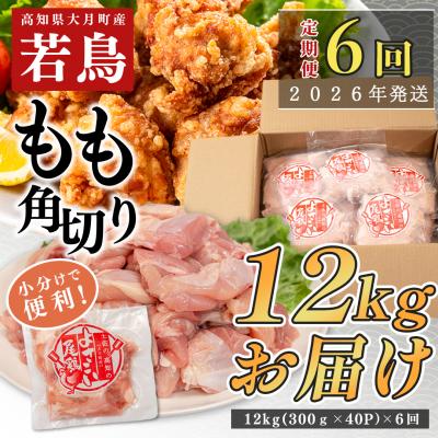 ふるさと納税 大月町 [定期便 6回]数量限定!鶏もも肉 角切り 12kg 大容量 国産 鶏肉 業務用 鶏モモ 冷凍 大量