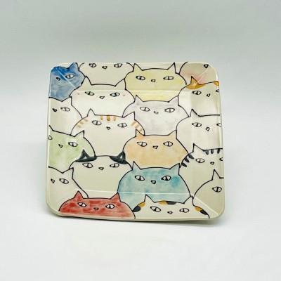 ふるさと納税 宗像市 カラフル猫いっぱい皿 small[716]