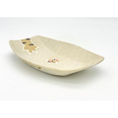 ふるさと納税 宗像市 舟型皿 魚の奪い合い! 白マット釉[716]