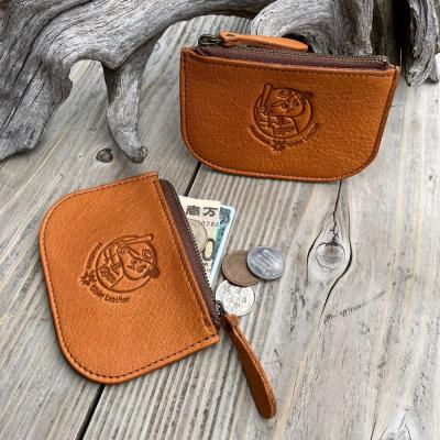 ふるさと納税 東広島市 [広島ジビエレザー×広島東洋カープ]東広島産鹿革使用☆ファスナーポーチ☆ヴィンテージキャメル