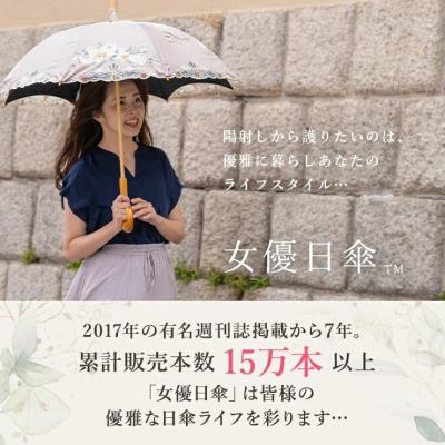 ふるさと納税 京都市 【シノワズリーモダン京都】優雅刺繍かわず張り長日傘 花鳥 ホワイト |  | 02