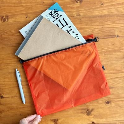 ふるさと納税 名古屋市 [オレンジ]B5が入る軽いナイロンフラットポーチ バッグインポーチ