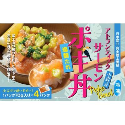 ふるさと納税 小山町 [日本初:完全陸上養殖]小山町産アトランティックサーモン(冷凍)ポキ丼(70g×4パック)塩たれ