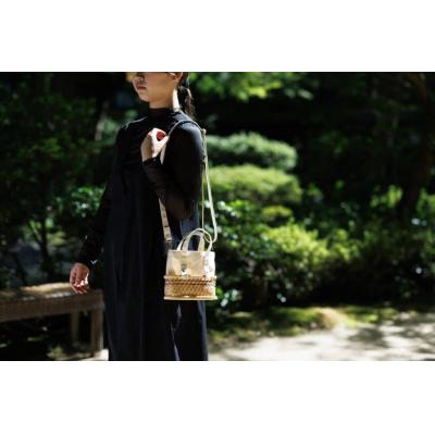 ふるさと納税 阿賀野市 ふたえ籠サイズSホワイト(竹籠フレーム帆布バッグ)の画像