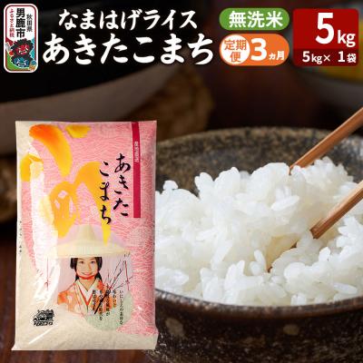 ふるさと納税 男鹿市 定期便3ヶ月『なまはげライス』あきたこまち 無洗米 5kg |23_ysu-330503