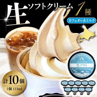 ふるさと納税 豊富町 生ソフトクリーム[カフェオレ&amp;ミルク] 計10個