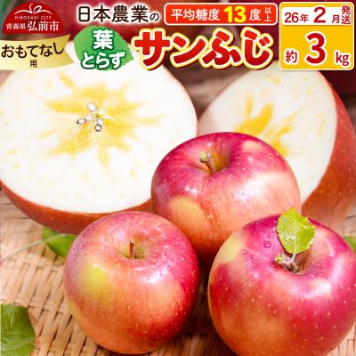 ふるさと納税 弘前市 りんご [26年2月出荷] 葉とらずサンふじ 約3kg おもてなし用|24_nng-130301bi