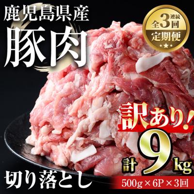 ふるさと納税 曽於市 [3回定期]鹿児島県産豚切り落とし(計9kg・500g×6パック×3回)