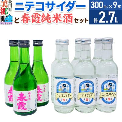 ふるさと納税 美郷町 炭酸飲料 日本酒 ニテコサイダー6本と春霞純米酒3本のセット|01_amd-620101aa